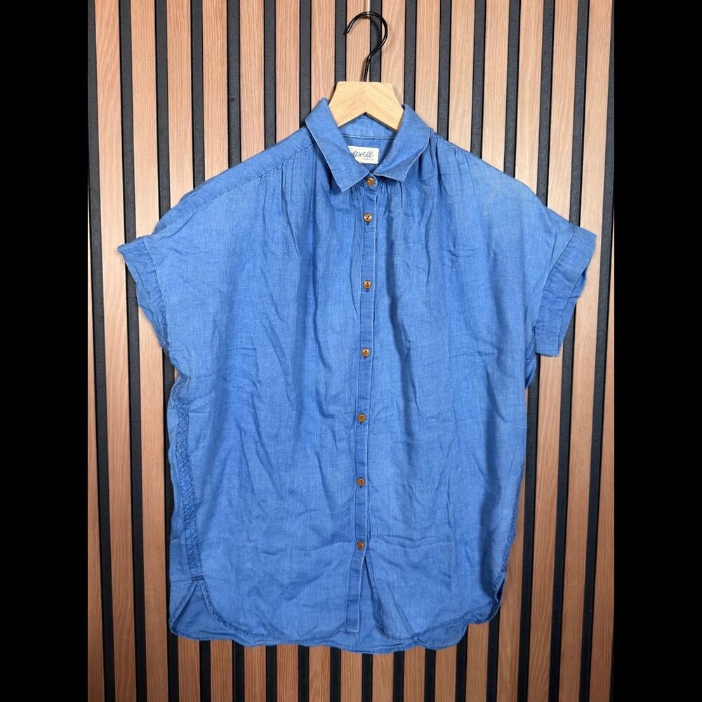 Madewell Shirt XXS Womens Blue 100% Cotton Collared Chambray Cap Sleeve 2XS